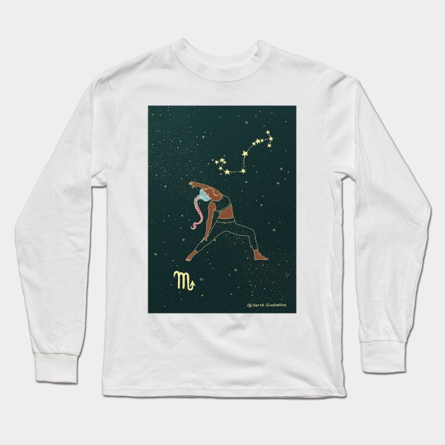 Scorpio Zodiac Yoga Girl Long Sleeve T-Shirt by Sierraillustration